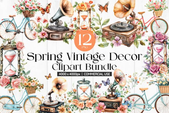 Download Spring Vintage Decor Clipart Bundle - Art Collection