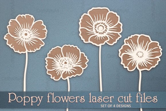 Download 3D Poppy Flowers SVG Paper Laser Cutting - Poppy Collection