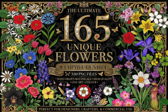 Download 165 Unique Flowers Clipart Bundle - Art Collection