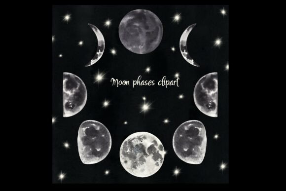 Download Moon Phases Watercolor Clipart Png Files - Art Collection