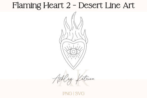 Download Flaming Heart 2- Western Desert Line Art - Art Collection