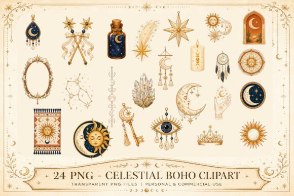 Download Celestial Boho Clipart Set - Art Collection