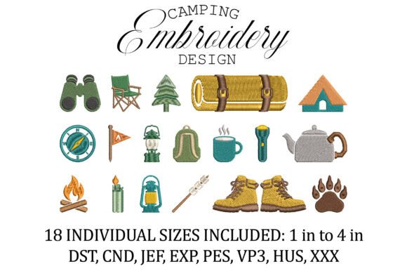 Download Set of 20 Camping Icons Embroidery Pack - Set of 20 Collection