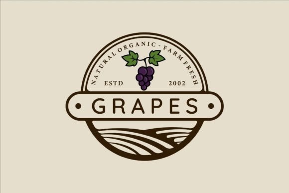 Download Grapes Logo Line Art Vintage Vector - Art Collection