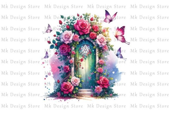 Download Magic Fairy Cottage Floral Door Clipart - Art Collection