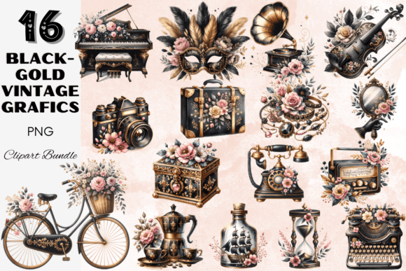 Download Black Gold Vintage Decor Clipart Grafics - Art Collection