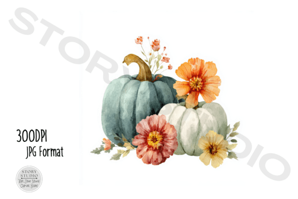 Download Fall Pumpkins and Flowers Clipart - Art Collection
