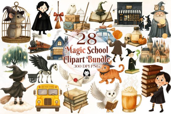 Download Cute Magic School Watercolor Clipart - Art Collection