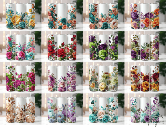 Download Tumbler Wrap Bundle 16 Floral Designs - Floral designs Collection