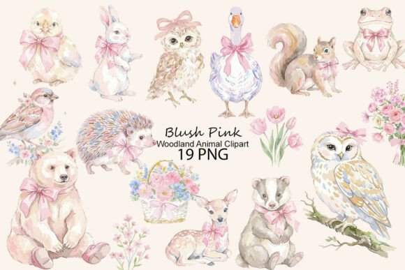 Download Blush Pink Woodland Animal Clipart - Art Collection