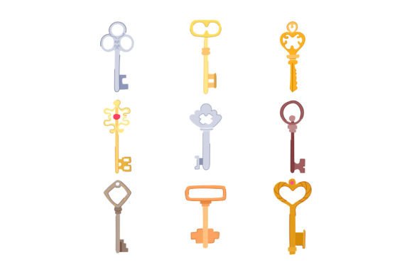 Download Key Vintage Set Cartoon Vector Illustrat - Art Collection
