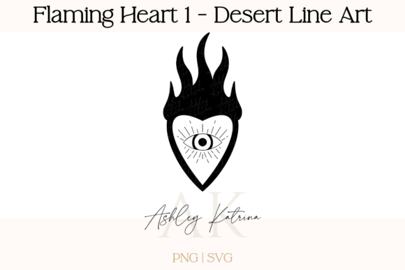 Download Flaming Heart 1- Western Desert Line Art - Art Collection