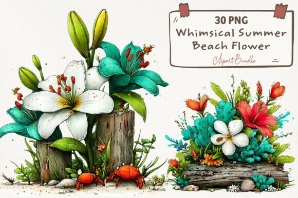 Download Whimsical Summer Beach Flower Clipart - Art Collection