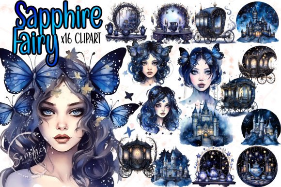 Download Watercolor Sapphire Fairy Clipart Bundle - Art Collection