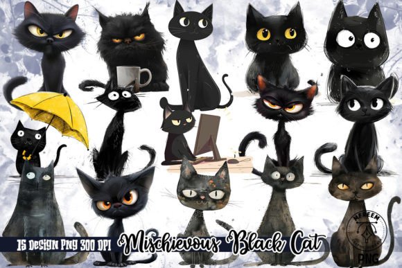 Download Mischievous Black Cat Clipart PNG - Art Collection