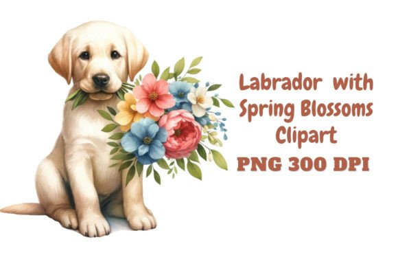 Download Labrador with Spring Blossoms Clipart - Art Collection