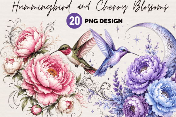 Download Hummingbird and Cherry Blossoms Clipart - Art Collection