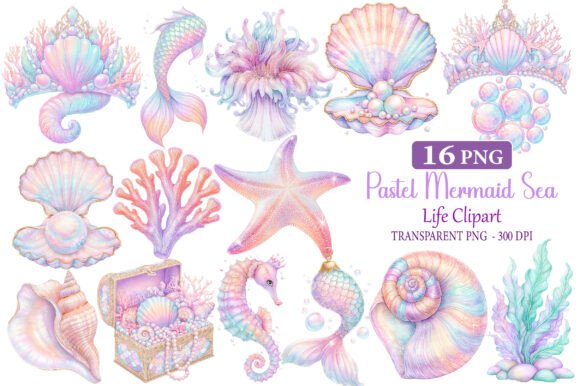 Download Pastel Mermaid Sea Life Clipart - Art Collection