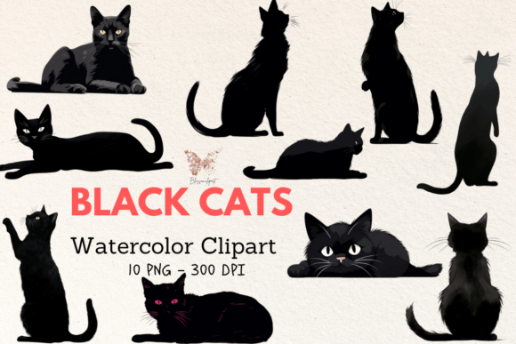 Download Black Cat Watercolor Cliparts - Art Collection