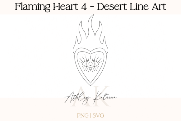 Download Flaming Heart 4- Western Desert Line Art - Art Collection