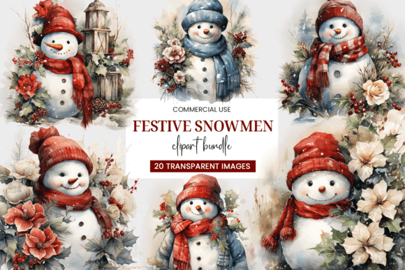 Download Festive Snowman Clipart Bundle - Art Collection