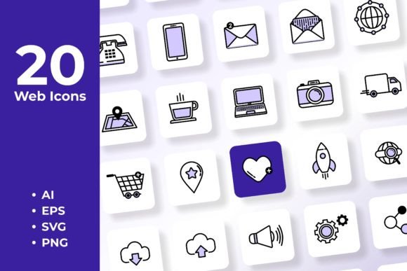 Download Simple Set of 20 Web Icons&nbsp; - Premium Resources