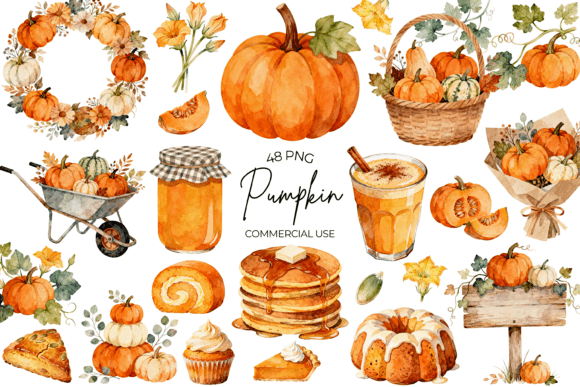 Download Watercolor Pumpkin Clipart Autumn Fall - Art Collection