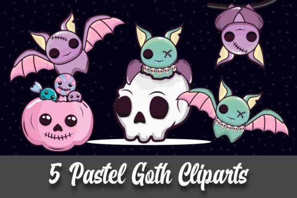 Download Halloween Pastel Goth Bats Clipart - Art Collection