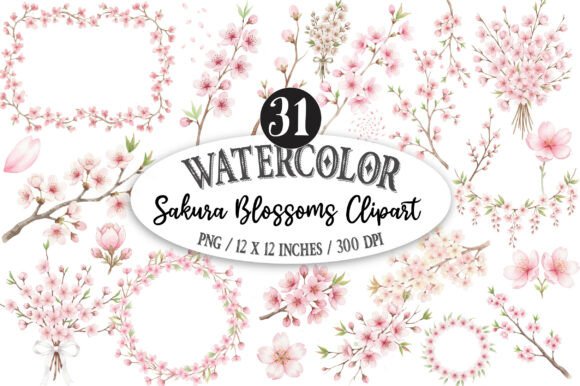 Download Watercolor Sakura Blossoms Clipart PNG - Art Collection