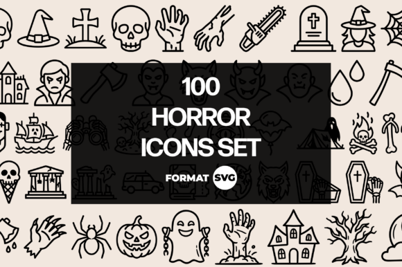 Download 100 Horror Icons SVG Set - Horror icons Collection