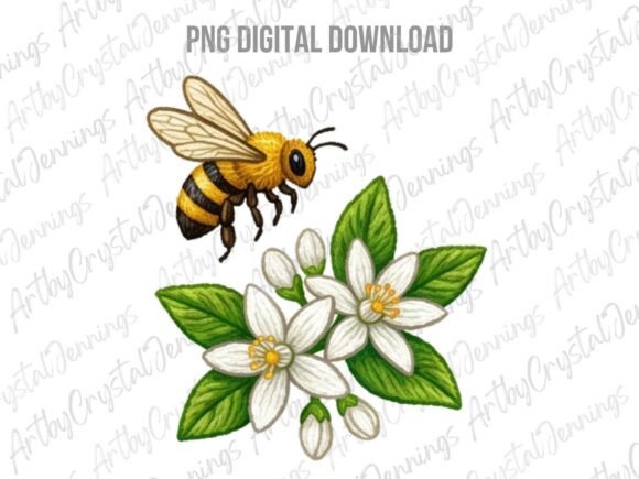 Download Bee and Citrus Blossoms Clipart PNG - Art Collection