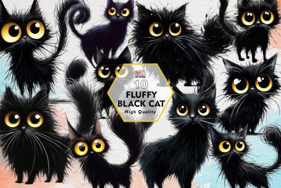 Download Fluffy Black Cat Clipart PNG Graphics - Art Collection