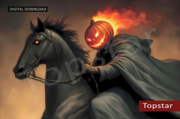 Download Halloween Decor Flaming Pumpkin Head Art - Art Collection