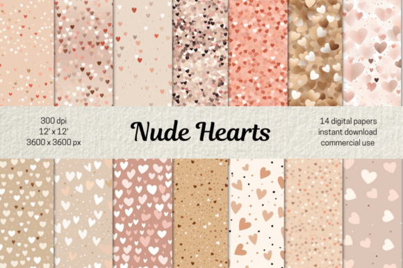 Download Valentines Nude Hearts Digital Papers - Art Collection
