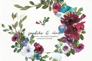 Download Sapphire & Wine Watercolor Clipart Set - Art Collection