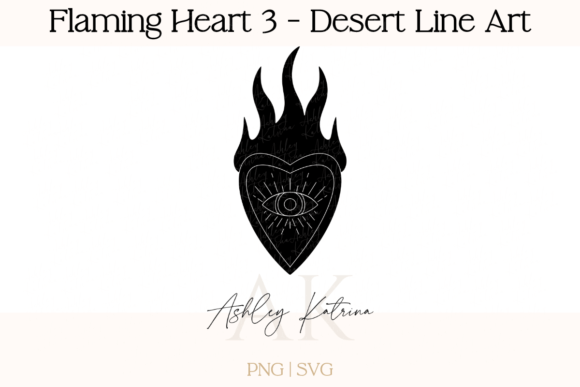 Download Flaming Heart 3- Western Desert Line Art - Art Collection