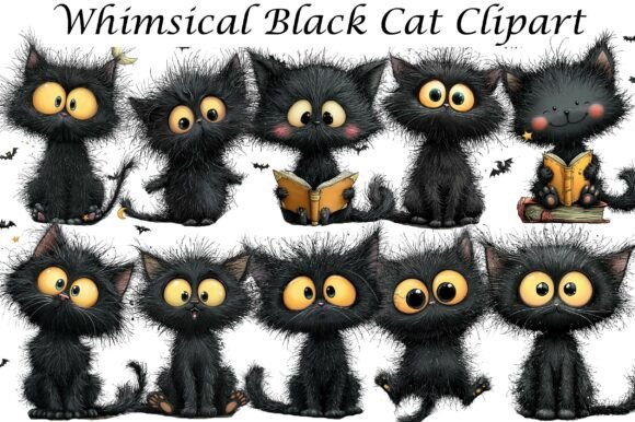 Download Whimsical Black Cat Clipart - Art Collection