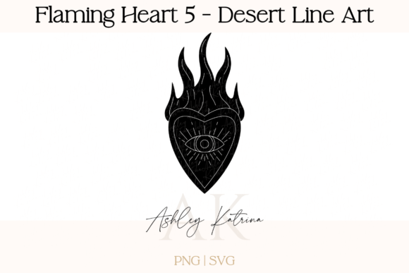 Download Flaming Heart 5- Western Desert Line Art - Art Collection