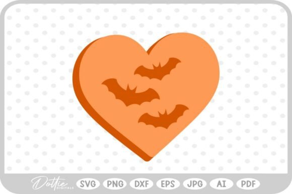 Download Spooky Bats Halloween Heart SVG PNG DXF - Art Collection