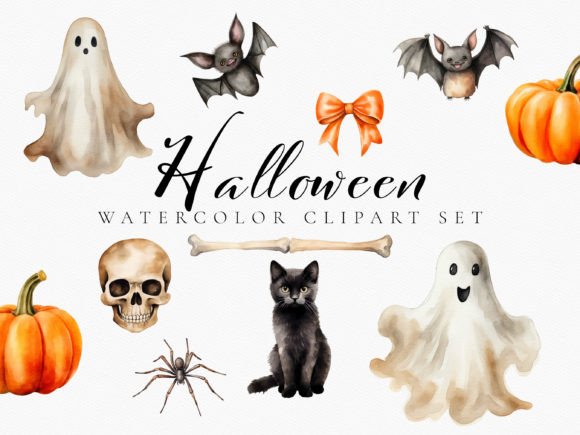 Download Watercolor Halloween Digital Clipart Set - Art Collection