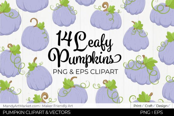 Download Leafy Pumpkins Clipart - Periwinkle - Art Collection