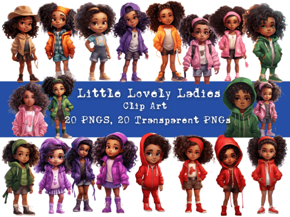 Download Little Lovely Ladies Clip Art Set of 20 - Premium Resources