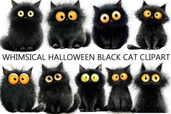 Download Whimsical Halloween Black Cat Clipart - Art Collection