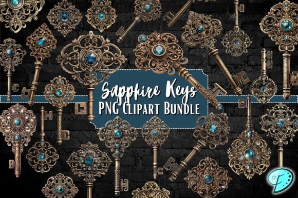 Download Ornate Sapphire Keys PNG Clipart Bundle - Art Collection